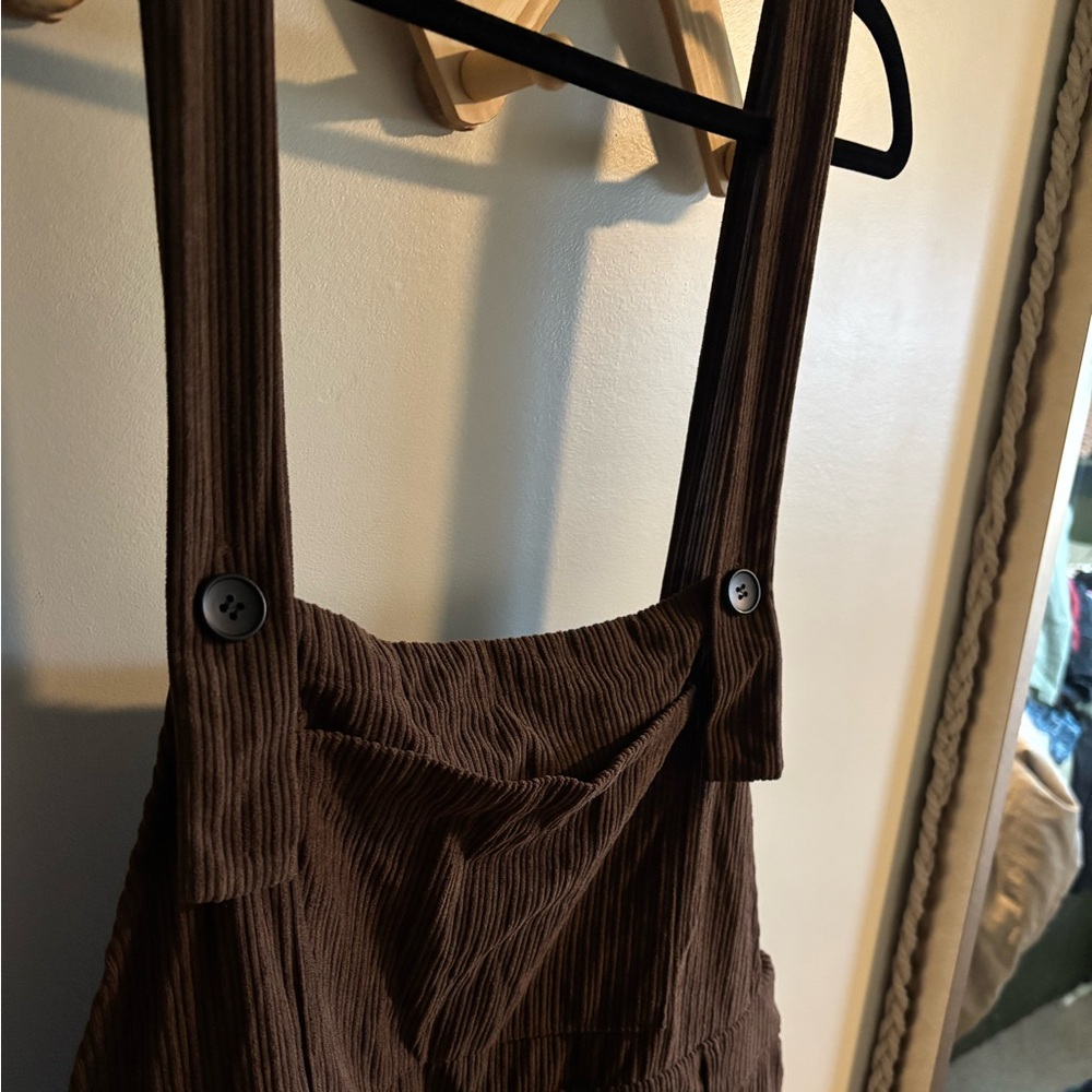Brown Women's Corduroy Overalls Jumpsuit - Picture 4 of 5